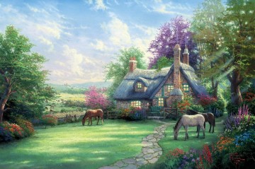 in perfect tune Painting - A Perfect Summer Day Thomas Kinkade landscape